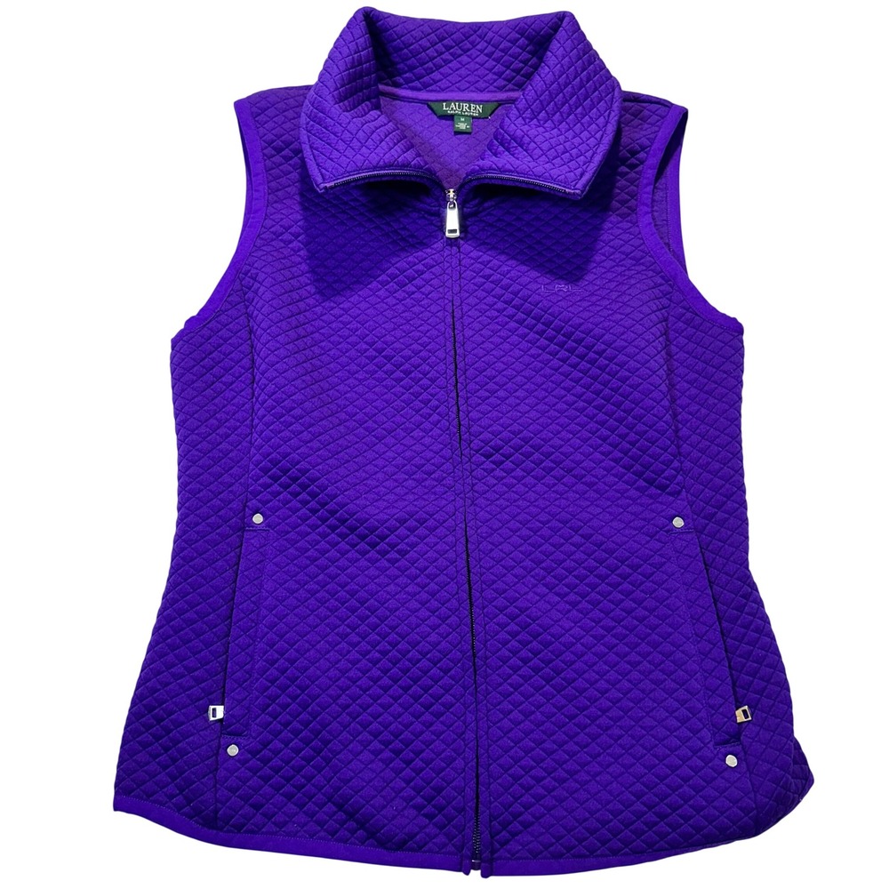 Lauren Ralph Lauren Quilted Vest Womens Medium Purple Equestrian Preppy‎ Classic